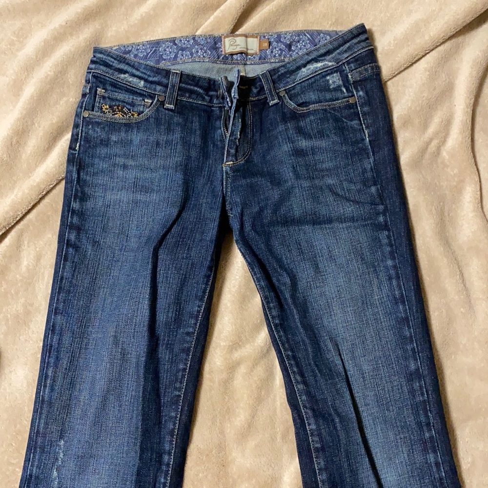 Paige Jeans, mandala detail, bootcut size 28